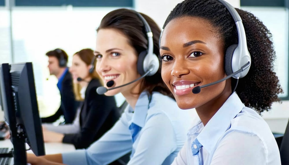 Professional call center agents assisting customers